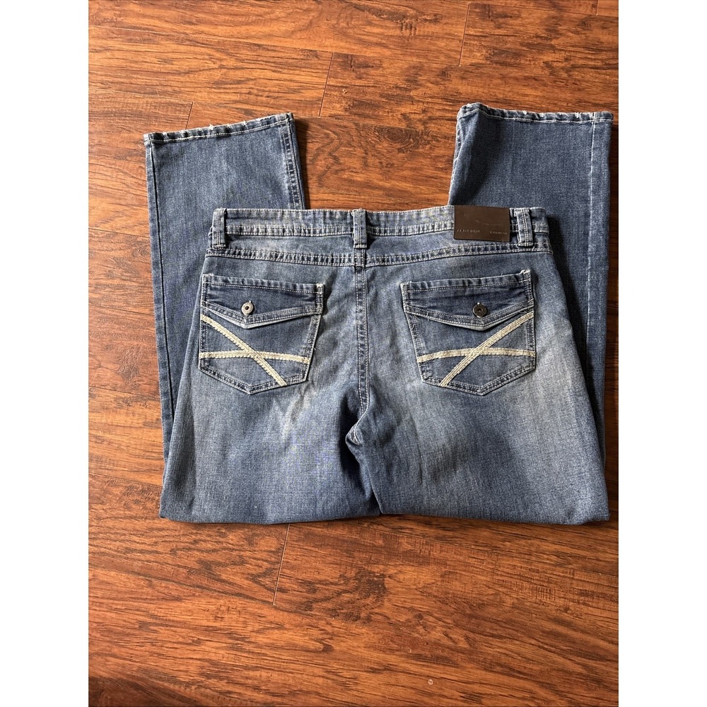 TK Axel Jeans Mens 38x32 Blue Cotton Denim Bootcut Slim Faded Workwear Stretch